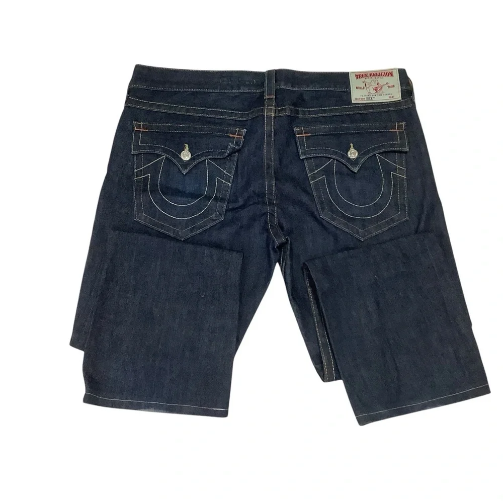 True Religion Men’s Ricky Straight Leg Jeans Size 40 x 32 Dark Wash Blue